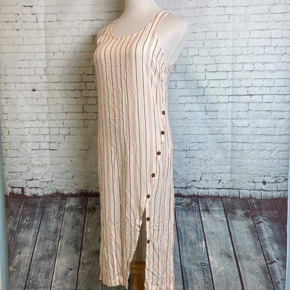 Tavik Gia Cover-Up Midi Dress Multi Stripe Button Detail XS Swim Vacation Boho - Picture 2 of 16